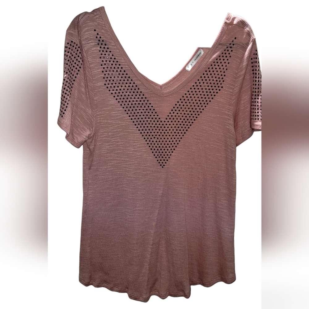 VOCAL Tee Shirt with Rhinestone embellishments, Pink, Multi Sizes